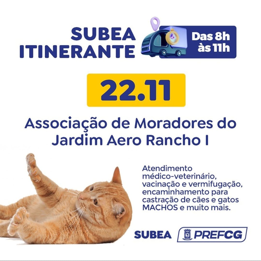 Novembro Azul Pet: Subea leva atendimento veterinário itinerante para animais machos Jardim Aero Rancho I