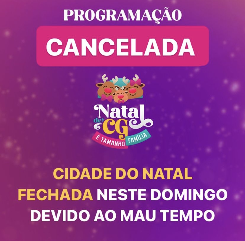 Chuva causa cancelamento de programação e fecha Cidade do Natal neste domingo 