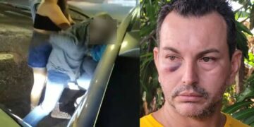 Vídeo mostra motorista de aplicativo sendo 3sp4nc4d0 por condutor de caminhonete após bater em carro