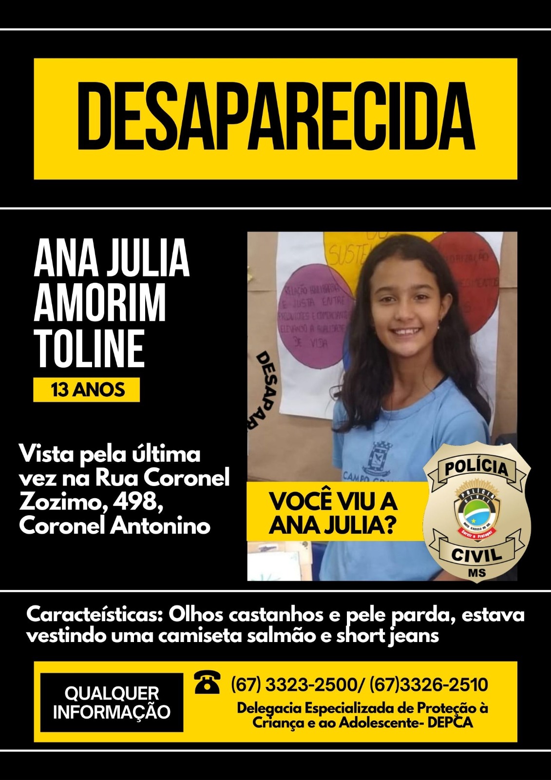 Adolescente desaparece no Cel Antonino e polícia investiga caso