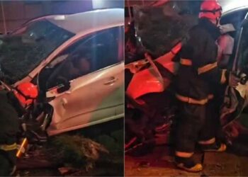 Vídeo: acadêmico de medicina dirigia carro que bateu na mureta do Hemosul; ele tinha cocaína no bolso 