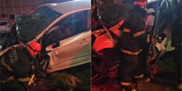 Vídeo: acadêmico de medicina dirigia carro que bateu na mureta do Hemosul; ele tinha cocaína no bolso 