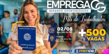 Em alusão ao Dia do Trabalhador, Emprega CG acontecerá dia 2 de maio