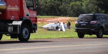 Helicóptero que caiu era usado pela PM e servidores tiveram ferimentos leves 