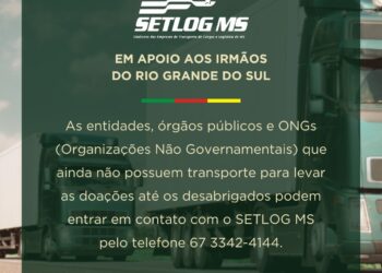 Setlog/MS fornece a transporte para levar doações para RS