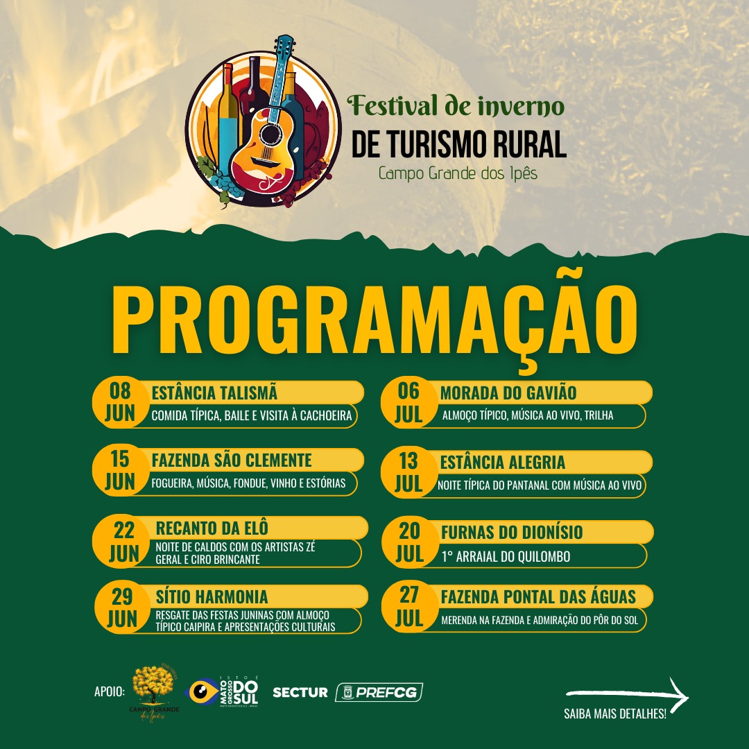 Festival de Inverno de Turismo Rural Campo Grande dos Ipês acontece em 8 fazendas da região 