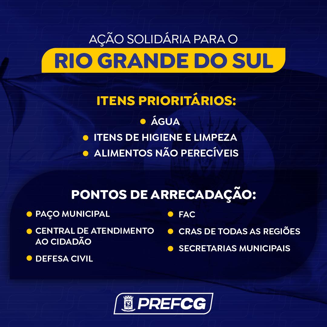 Corrente de solidariedade: Prefeitura de Campo Grande faz arrecadação de donativos para  o RS