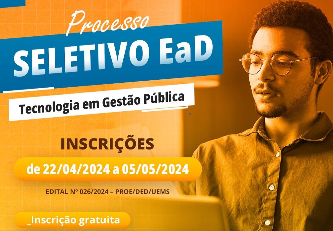 Inscrições para graduação em Tecnologia em Gestão Pública estarão abertas até domingo
