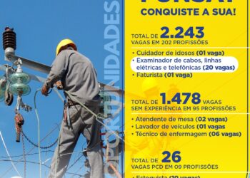 Funsat tem 2,2 mil vagas de emprego em 202 funções nesta quinta-feira (23)