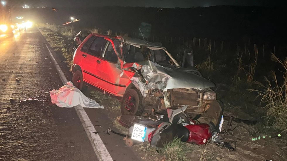 Motociclista morreu em colisão entre carro e moto em Batayporã