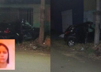 Agredida pelo marido em bar, mulher foge de carro, bate em poste e morre