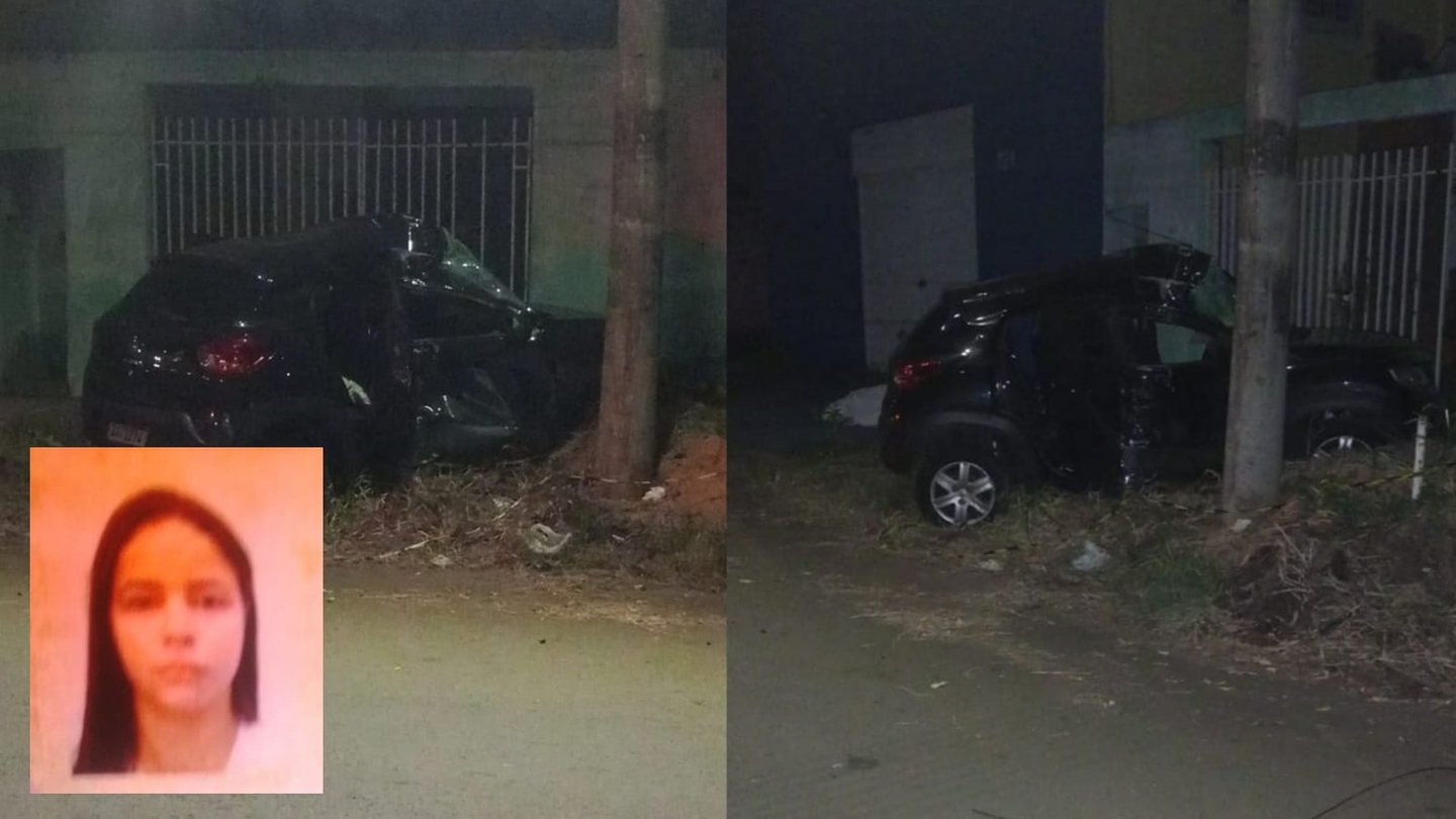 Agredida pelo marido em bar, mulher foge de carro, bate em poste e morre