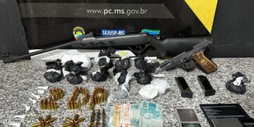 Polícia Civil prende em flagrante homem por tráfico de drogas e posse irregular de arma de fogo em Dourados