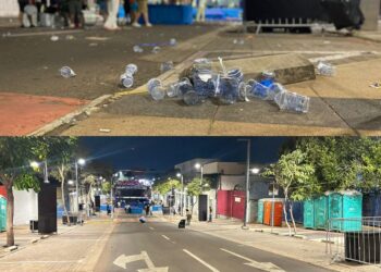 Vídeo: pós comício, equipe de candidata a prefeita faz mutirão de limpeza na 14 de julho