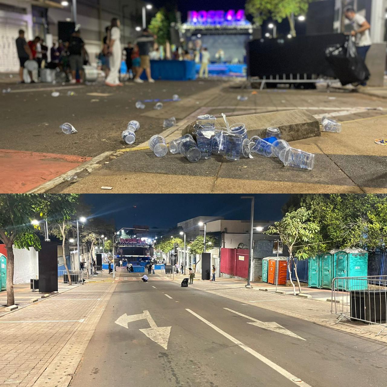 Vídeo: pós comício, equipe de candidata a prefeita faz mutirão de limpeza na 14 de julho