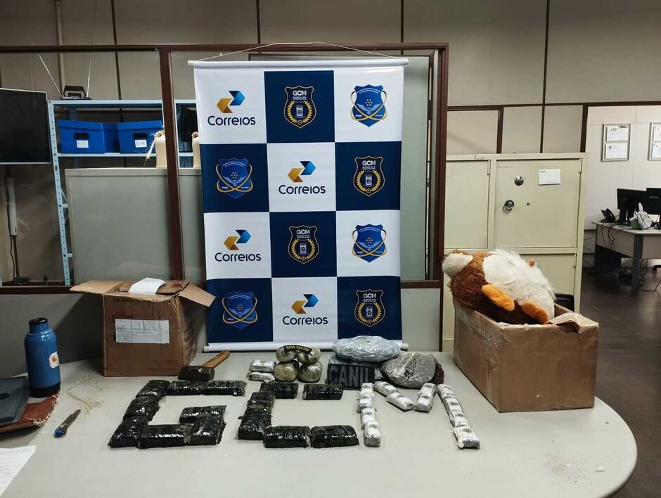 Cão da GCM suspeita de pacote e drogas são encontradas em Correios de Campo Grande
