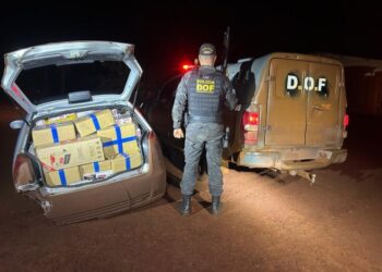 Polícia apreende veículo com grande quantidade de mercadorias ilegais na MS-466