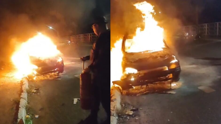 Incêndio em carro se espalha e atinge casa na Av. Presidente Vargas; família foi resgatada