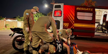 Motociclista é atingido por carro em cruzamento de Nova Andradina; condutor teria desrespeitado sinalização