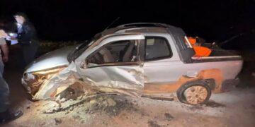 Acidente entre picape e caminhonete deixa quatro feridos na MS-134 em Nova Andradina