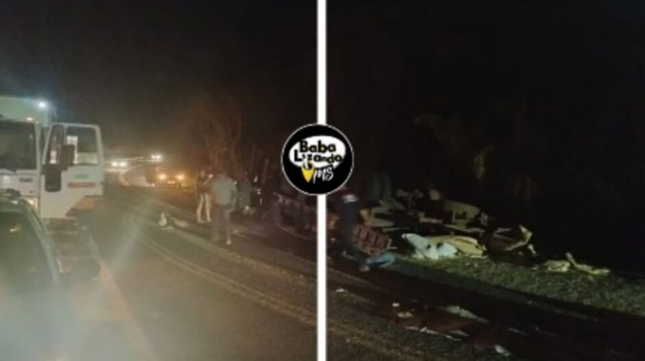 Motorista m*rre após caminhão tombar na serra de Maracaju, em Nioaque