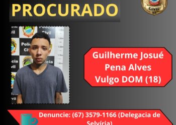 Polícia divulga cartaz e “caça” rapaz que matou desafeto com tiro na cabeça em MS