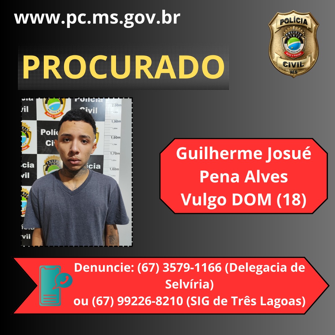 Polícia divulga cartaz e “caça” rapaz que matou desafeto com tiro na cabeça em MS