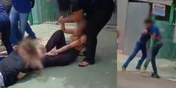 Vídeo: Treta generalizada entre alunos de escola em MS tem chute na cara e torcida por uma das briguentas