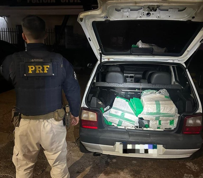 PRF apreende 108 Kg de maconha em Fiscalização na BR-163, em Rio Brilhante
