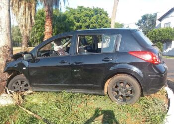 Motorista perde controle e bate veículo em árvore na Orla Morena