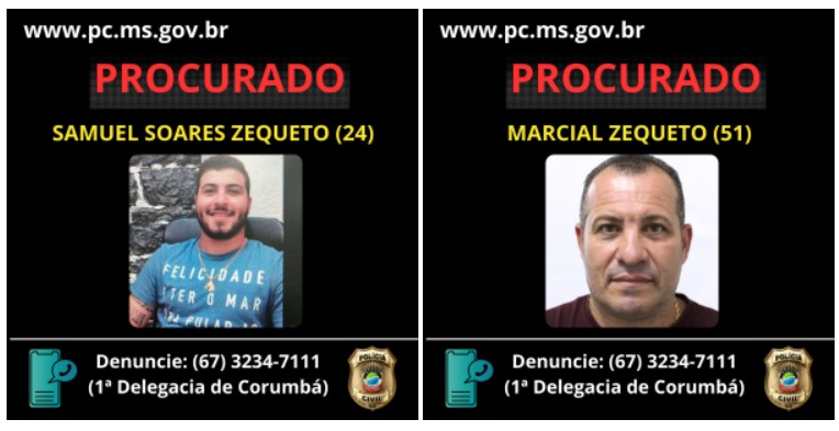 Polícia pede apoio da população para localizar autores de duplo homicídio ocorrido em Corumbá