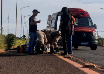 Ciclista fica ferida após colisão com motociclista em Nova Andradina