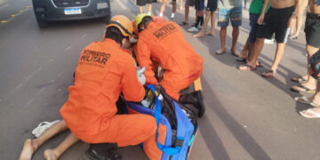 Colisão entre caminhão e motocicleta deixa dois feridos em Corumbá