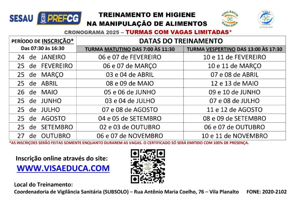 Prefeitura abre dia 24 as inscrições para curso de Manipulação de Alimentos Prefeitura abre dia 24 as inscrições para curso de Manipulação de Alimentos