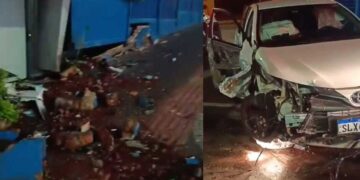 Acidente com Toyota Yaris danifica entrada do Camelódromo e gera prejuízo de R$ 20 mil