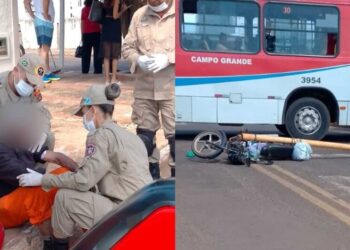 Motociclista se fere em colisão com ônibus no Aero Rancho