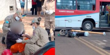 Motociclista se fere em colisão com ônibus no Aero Rancho