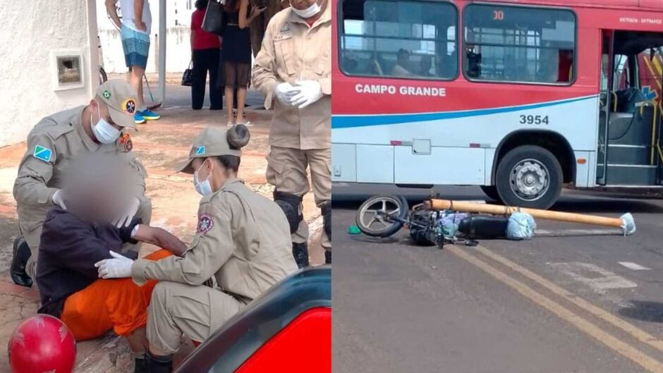 Motociclista se fere em colisão com ônibus no Aero Rancho