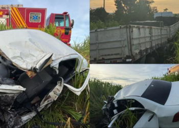 Motorista morre após colisão entre carro e carreta na BR-267 em Nova Alvorada do Sul