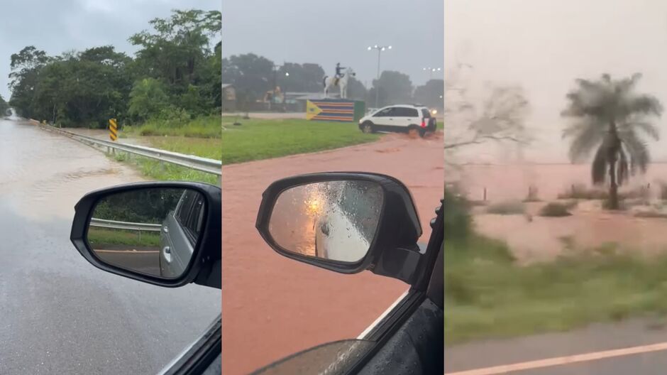 Temporal causa alagamentos, quedas de árvores e interdições de rodovias em MS neste sábado