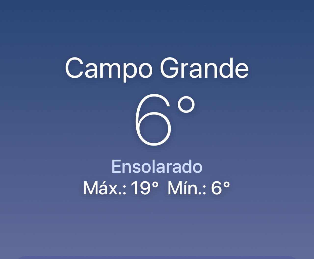 Campo Grande está entre as capitais mais frias do país nesta sexta 