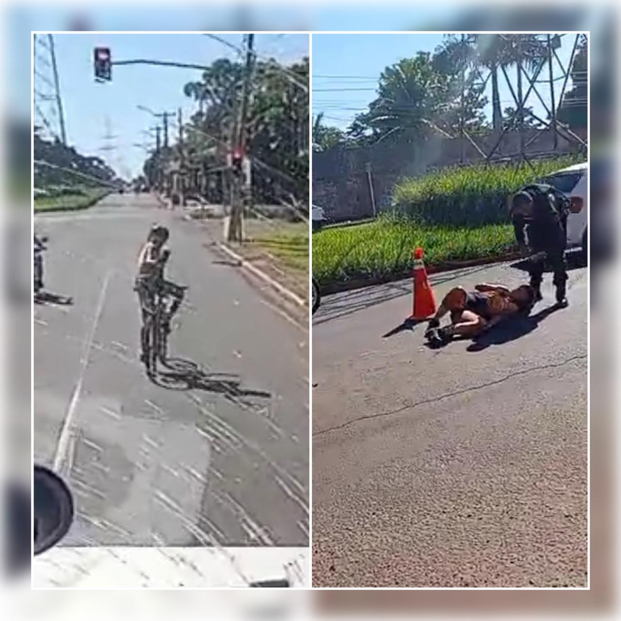 Vídeo: desaforada, ciclista dá de dedo pra motorista e é atropelada logo em seguida 