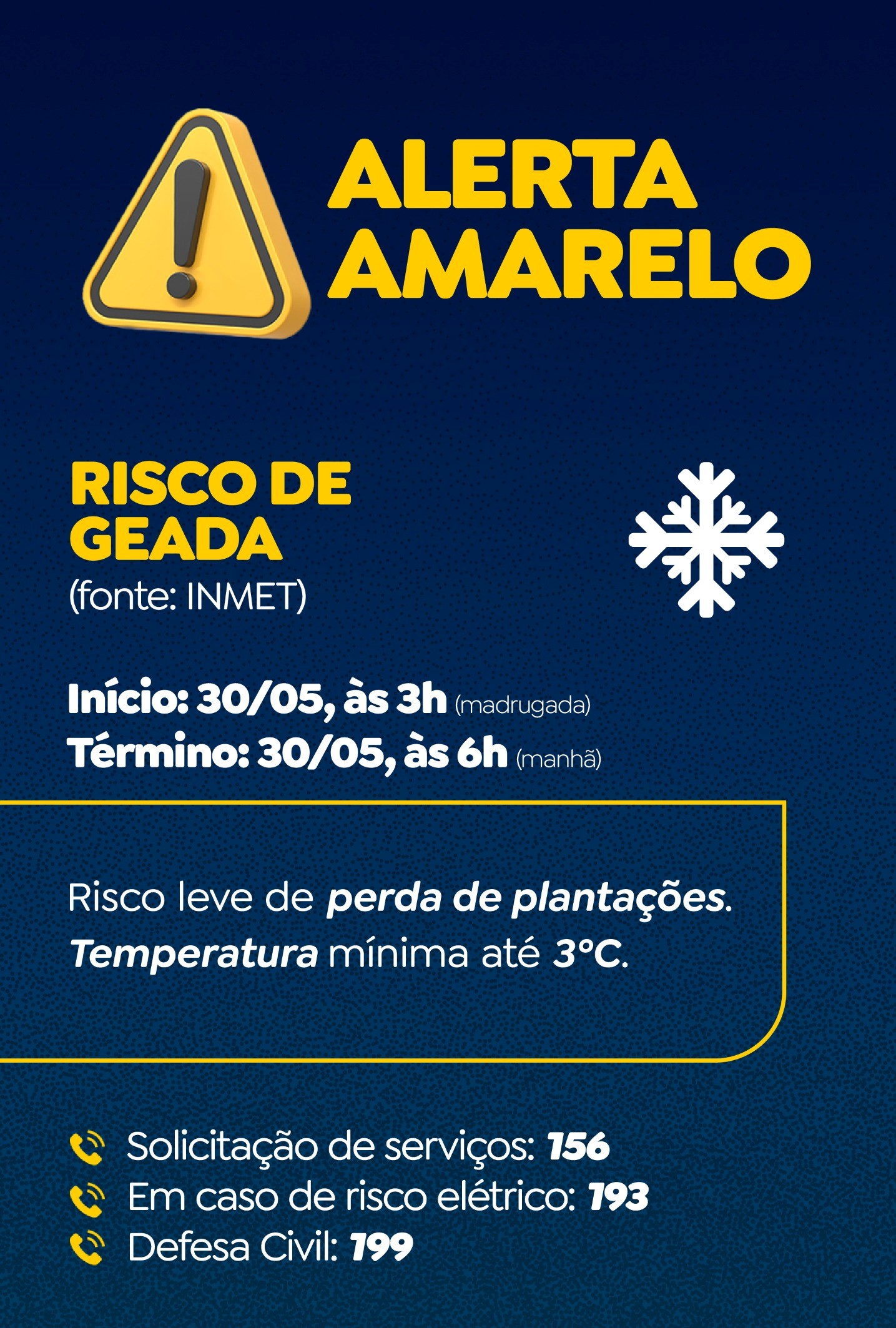 Defesa Civil alerta para possibilidade de geada em Campo Grande nesta sexta-feira (30)