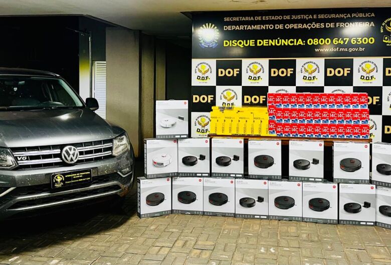Amarok com R$ 482 mil em celulares e eletrônicos contrabandeados é apreendida pelo DOF