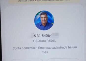 Criminosos usam foto do governador Eduardo Riedel para aplicar golpes no WhatsApp