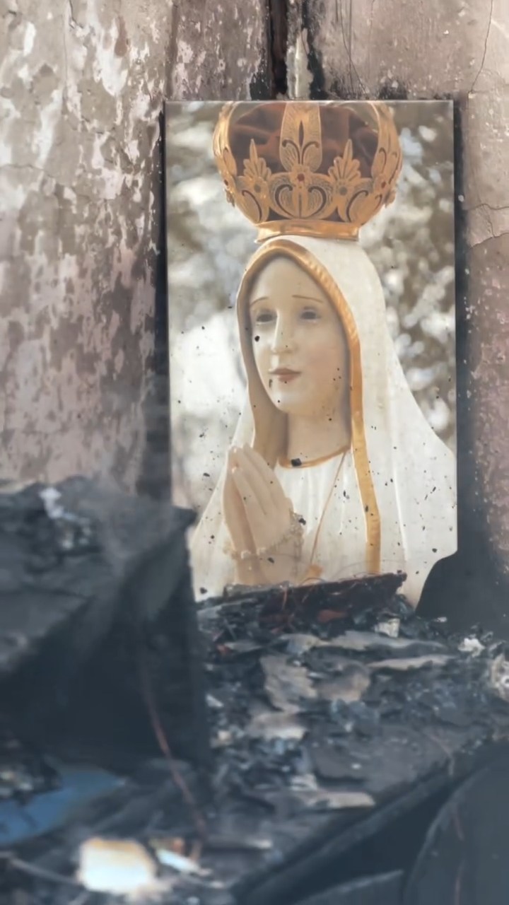 Vídeo: imagem de Nossa Senhora de Fátima fica intacta após incêndio em Campo Grande