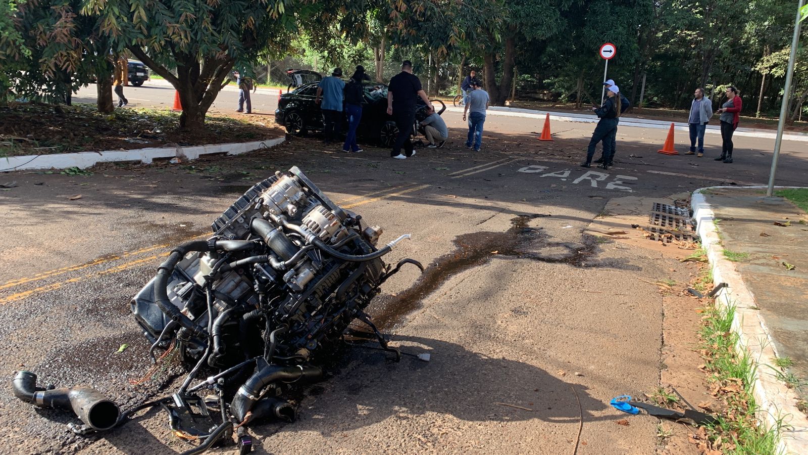 Video: Motorista de 21 anos se fere após perder controle de Audi S3 e colidir com árvore em Campo Grande