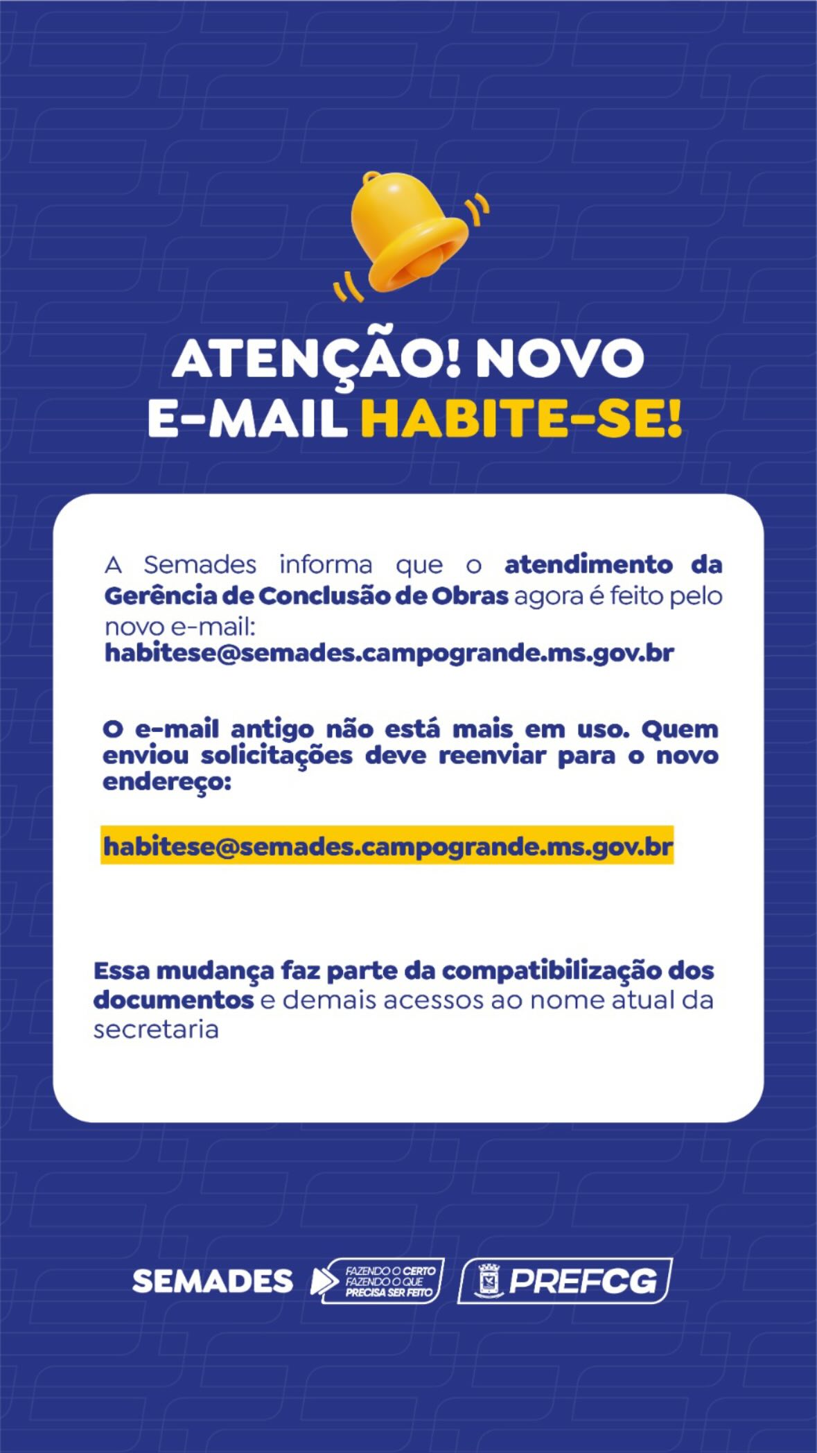 Habite-se está com novo endereço de e-mail para atendimento à população