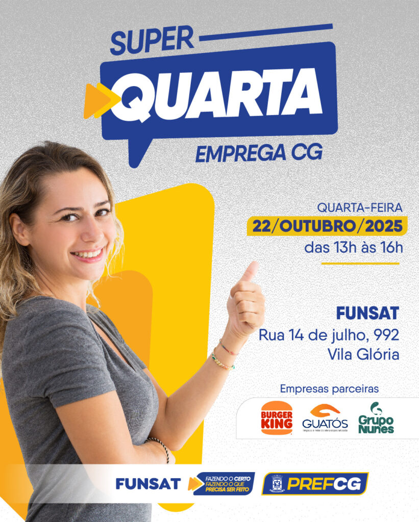 Funsat oferece 1.289 vagas de emprego nesta quarta-feira (22) Funsat oferece 1.289 vagas de emprego nesta quarta-feira (22)
