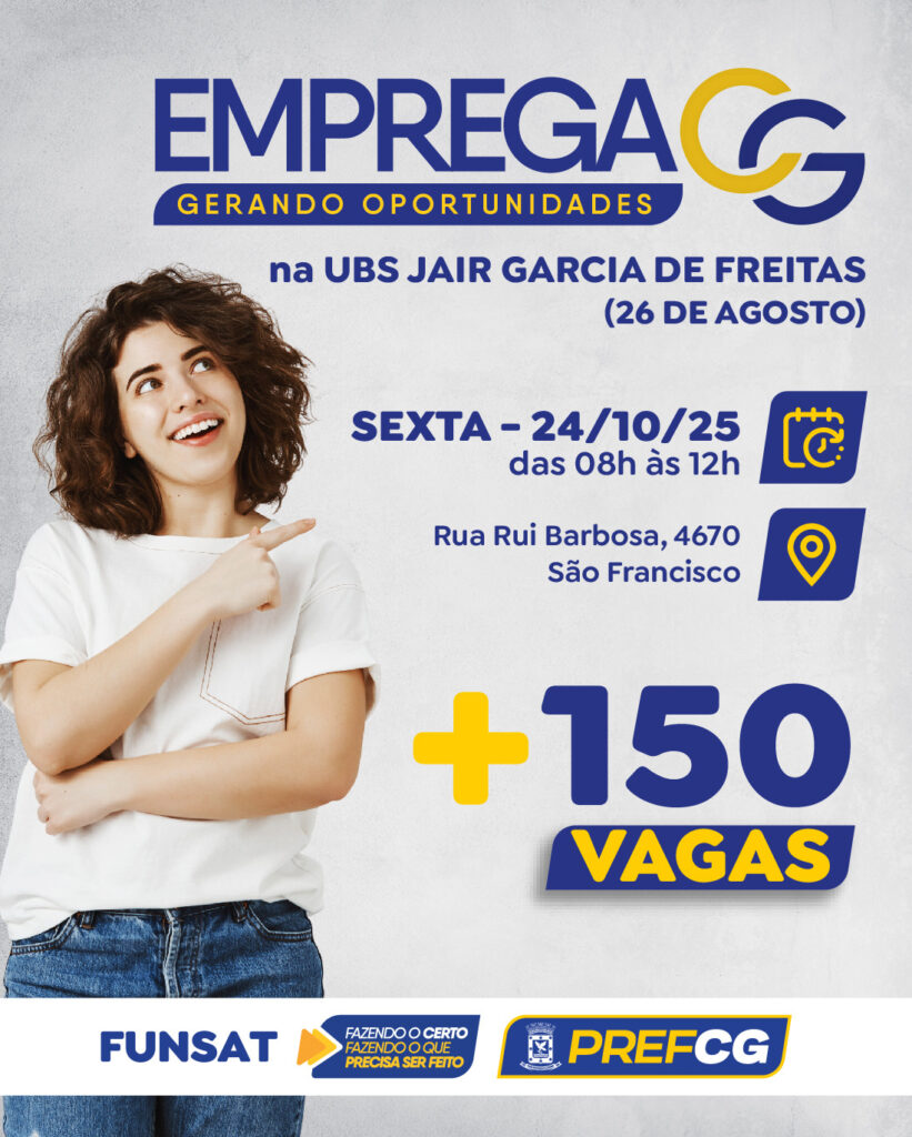 Com 1.442 vagas em oferta, Funsat se aproxima da meta do Emprega CG Com 1.442 vagas em oferta, Funsat se aproxima da meta do Emprega CG
